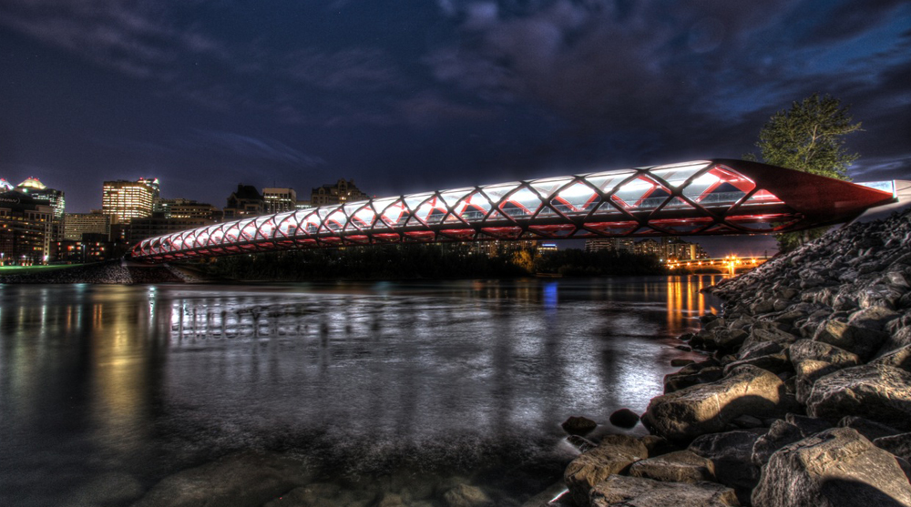 footbridge, architecture, calgary, peace bridge